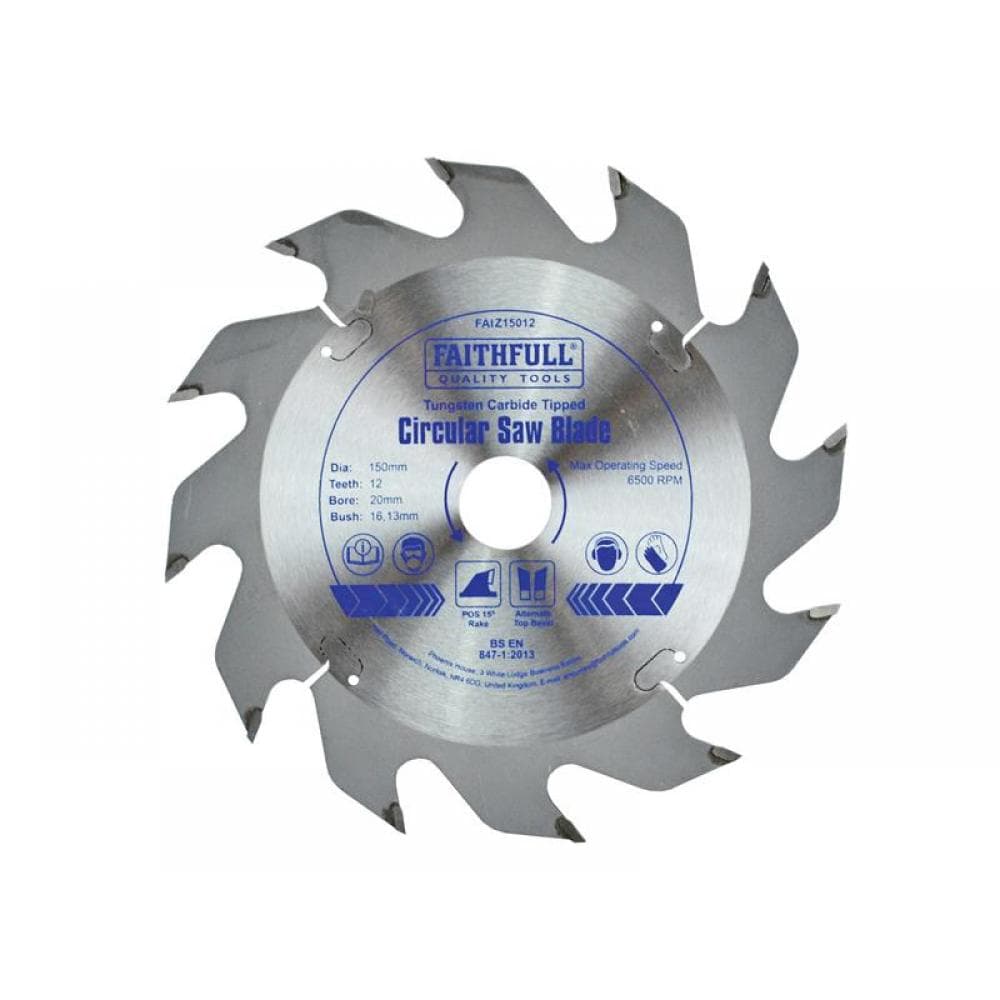 Faithfull FAIZ15012 Tct Circular Saw Blade 150 X 20Mm X 12T Pos