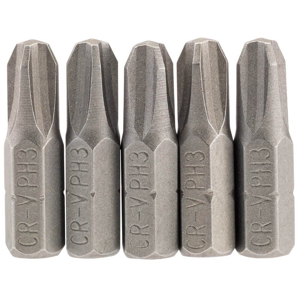 Draper 64023 Cross Slot Insert Bit 1/4in Hex 25Mm Long No.3 (Pack Of 5) per pack