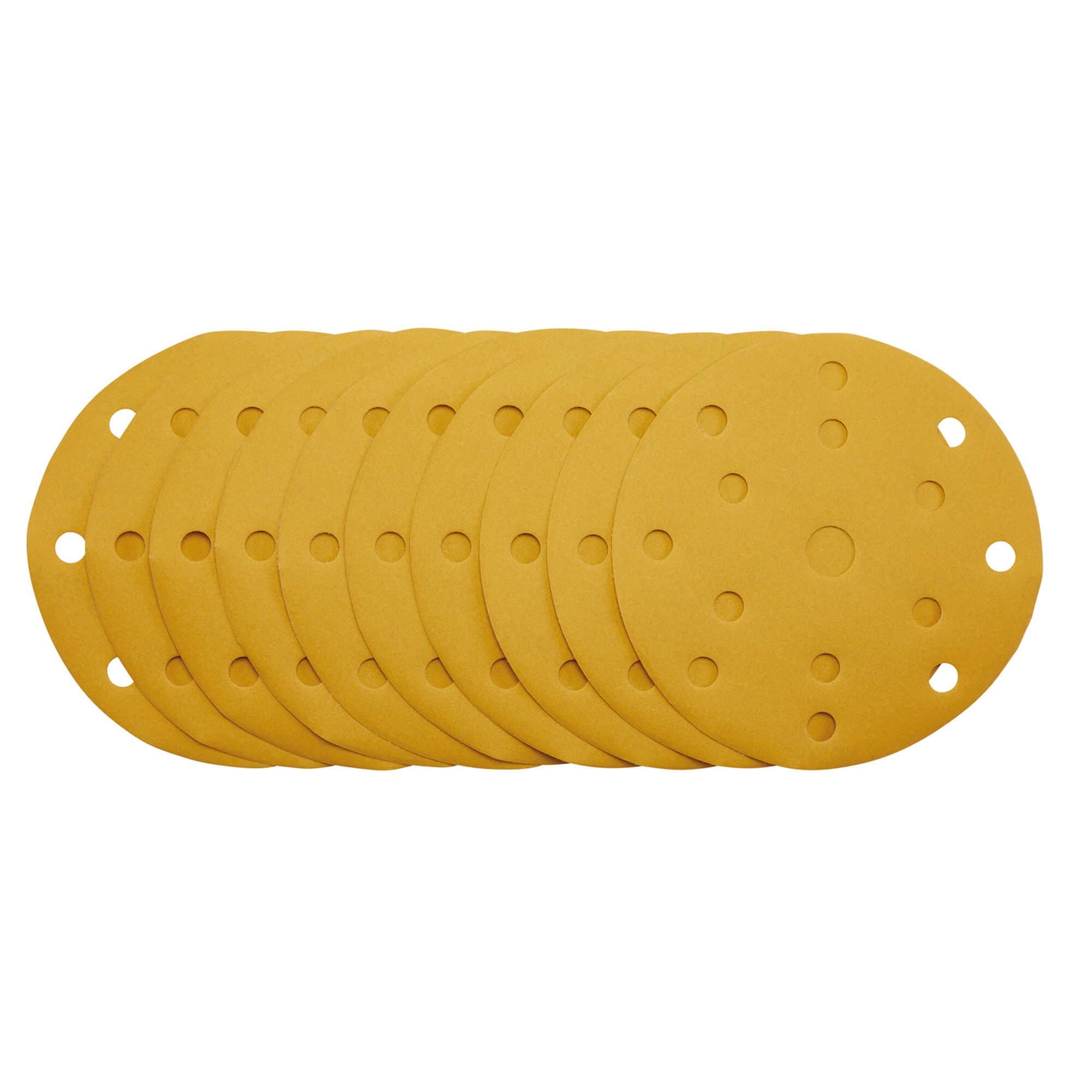 Draper Gold Sanding Discs With Hook & Loop 150Mm 320 Grit 15 Dust Extraction Holes (Pack Of 10) pack 1 08477