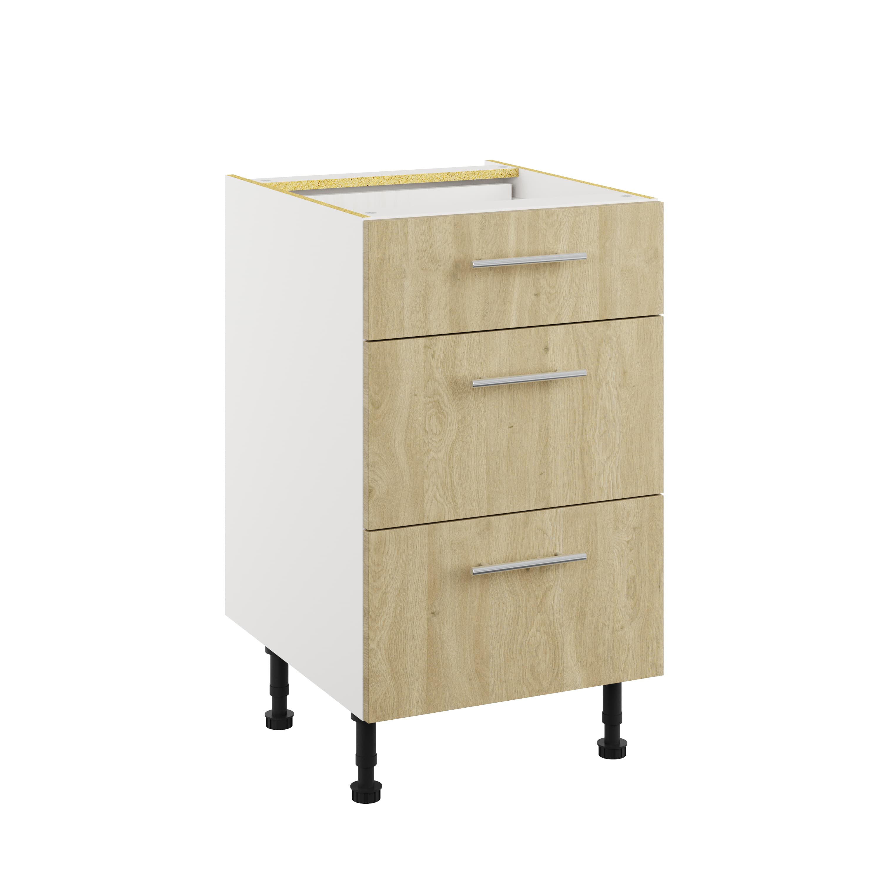 Essence Sandstone Oak MFC 3 Drawer Base Unit, 500mm