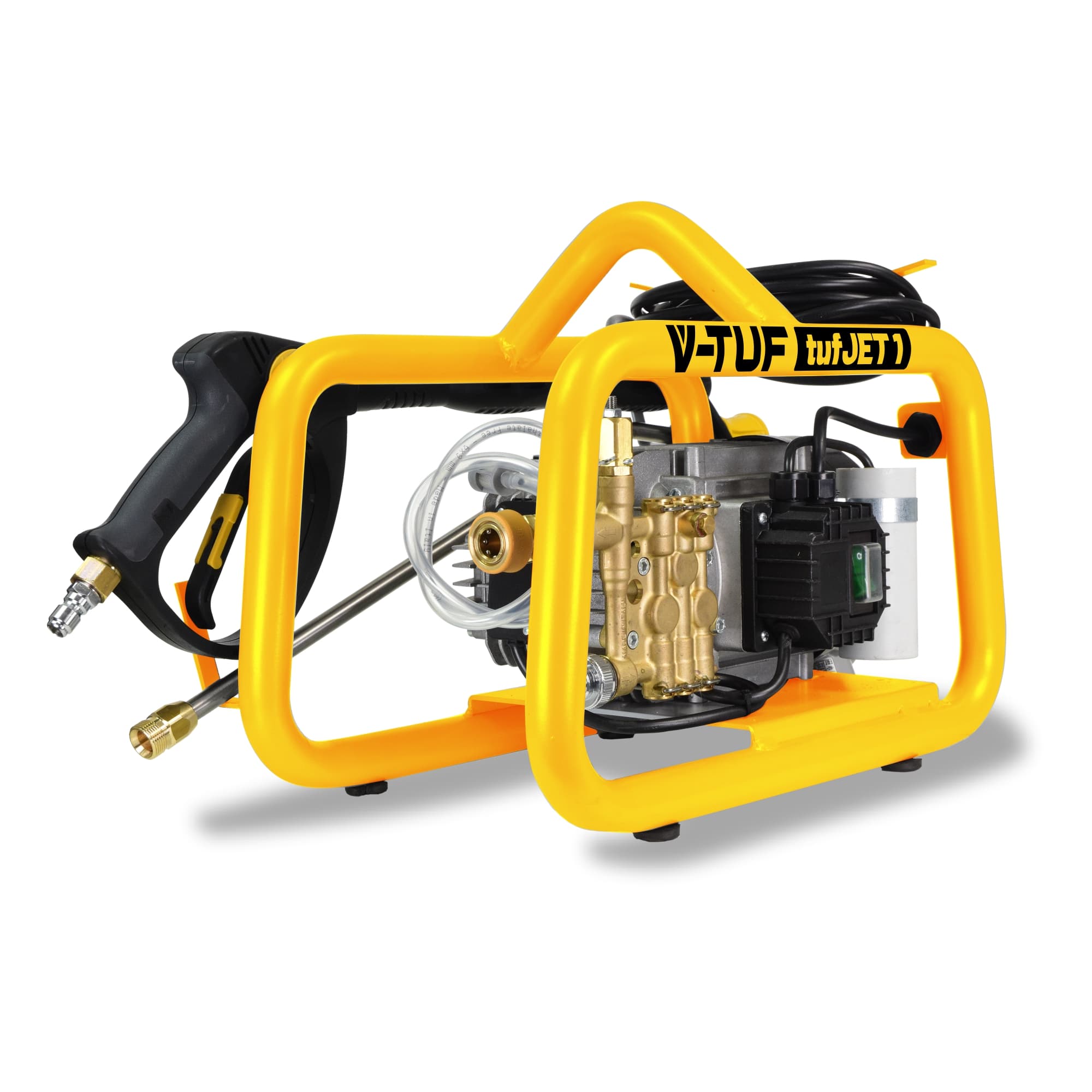 V-Tuf Reliable 240V Professional Cold Electric Pressure Washer & Cage Frame - 1750psi, 140Bar, 8L/min