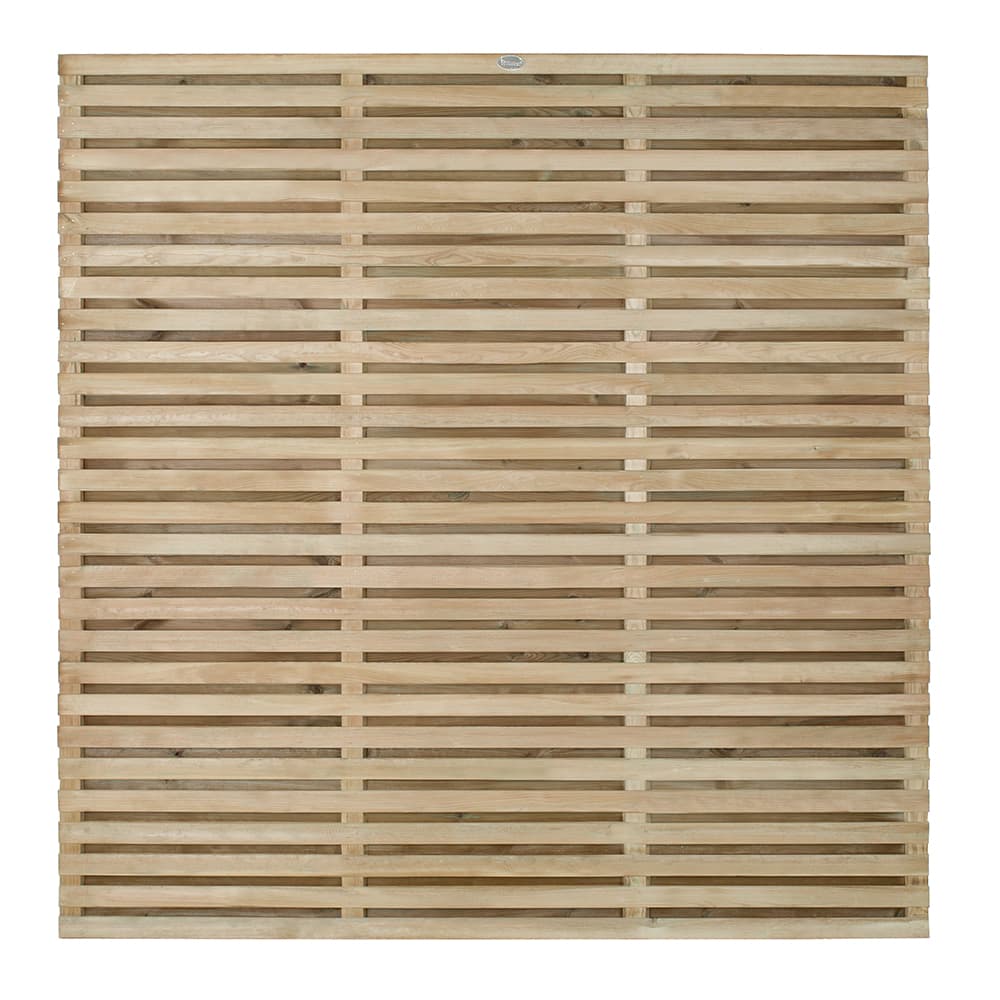 Forest Garden Natural Timber Pressure Treated Double Slatted Fence Panel 3 Pack, 6x5ft