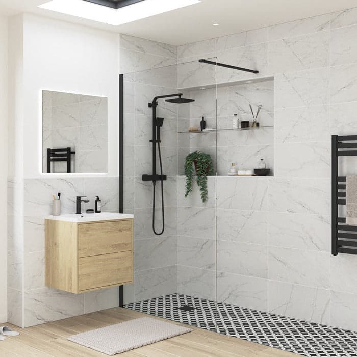 Wetroom Front Panel Black 1200mm