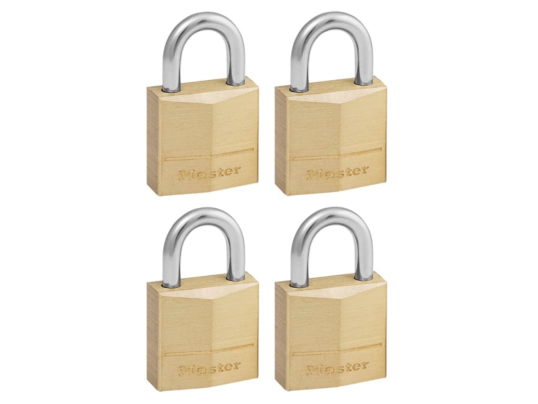 Master Lock Solid Brass 20mm Padlock 3-Pin - Keyed Alike x 4 120EURQNOP