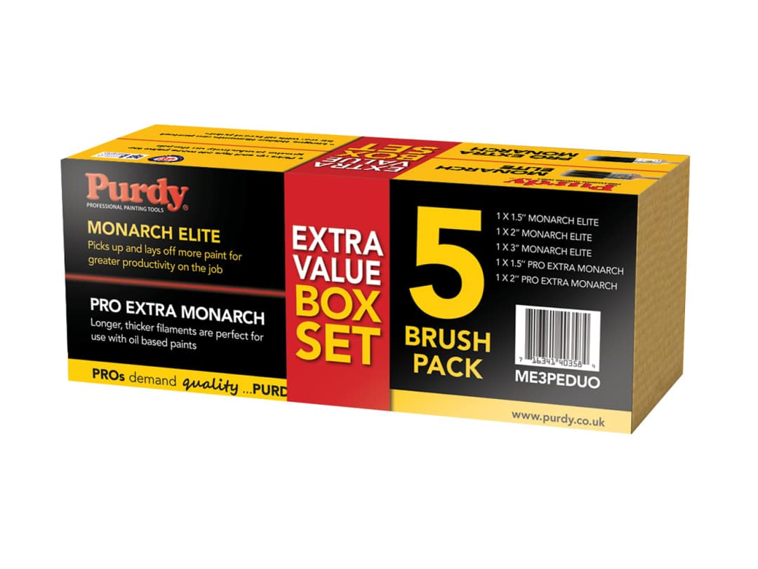 Purdy® Monarch™ Elite™ & Pro-Extra® Monarch™ Brush Set, 5 Piece ME3PEDUO