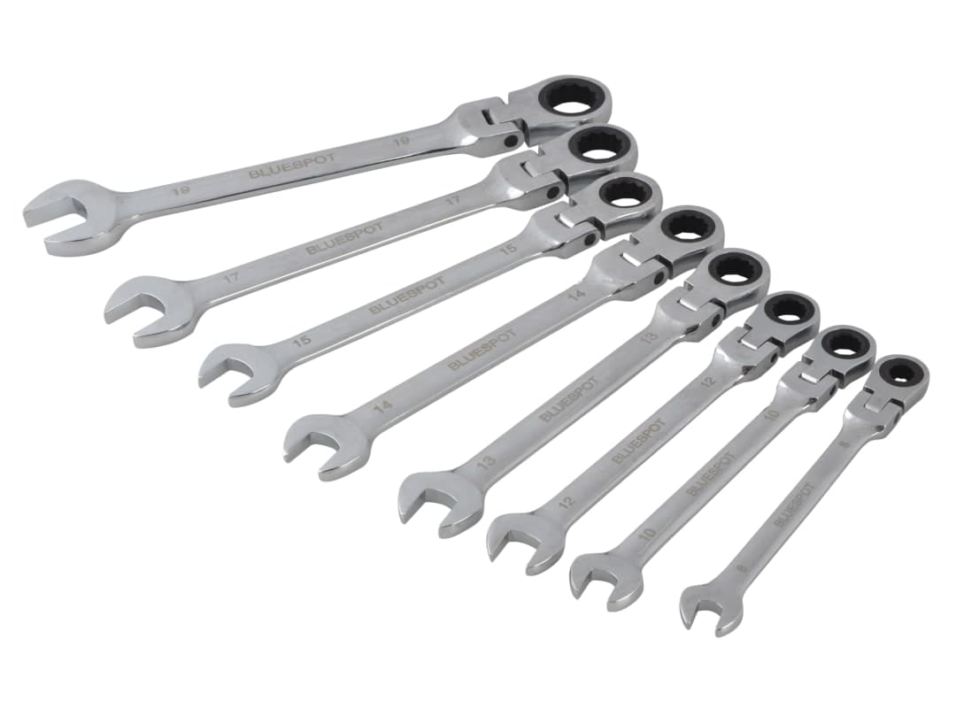 BlueSpot Tools Flexible Head Ratchet Set, 8 Piece 04300