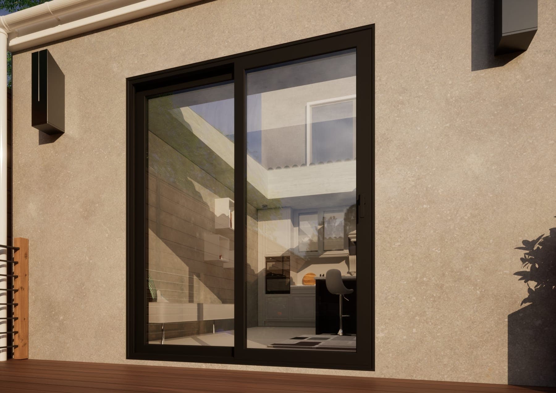Aluminium Sliding Door - 1800mm Black - Right Hand Slide & Left Hand Fixed