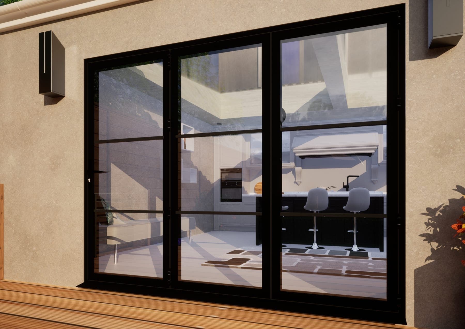 Heritage Aluminium Bifold Door Part Q Compliant - 2700mm Black - 3 Right