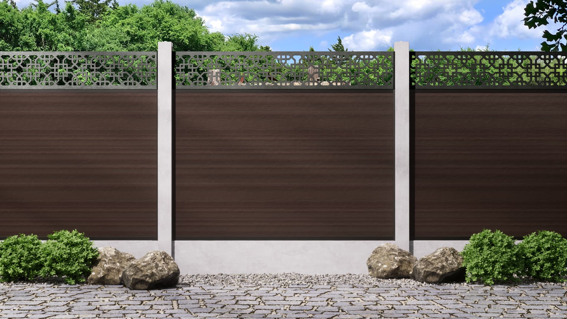 1.5m – Walnut – London Decorative Panel With Fence