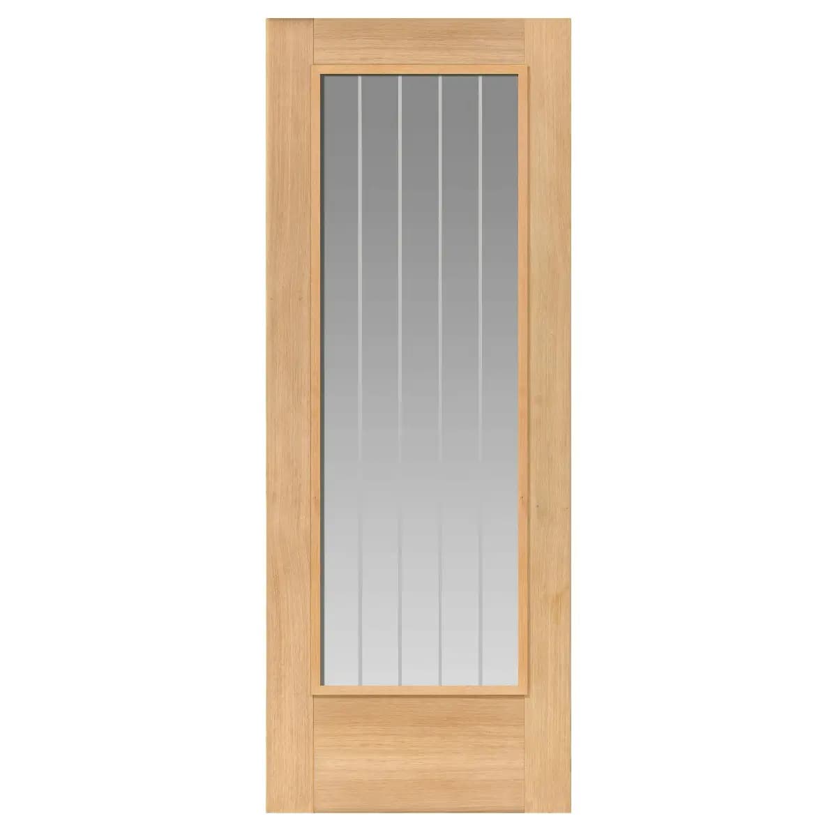Thames Oak 1 Light Internal Fire Door With Etched Fire Glass - Unfinished - FD30 - 44 x 1981 x 762mm