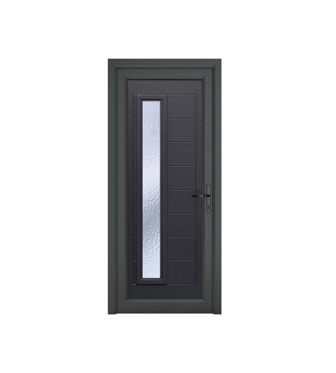 uPVC Monaco Grey/White Front Door - Right Hand Open - Obscure Glass - Double Glazed - 920 x 2090mm