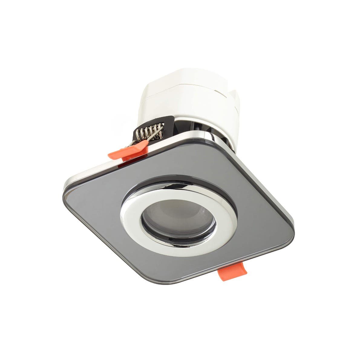 Cube TrioTone Round Downlight - Sealed Fire & Acoustic Rated - IP65 - Cool, Natural and Warm White - Smoked Glass
