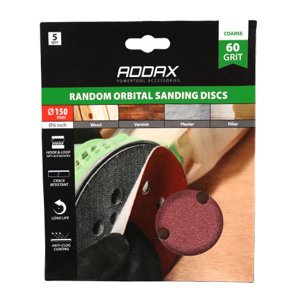 Timco 231084 Random Orbital Sanding Discs - 60 Grit - Red 150Mm Pack 5