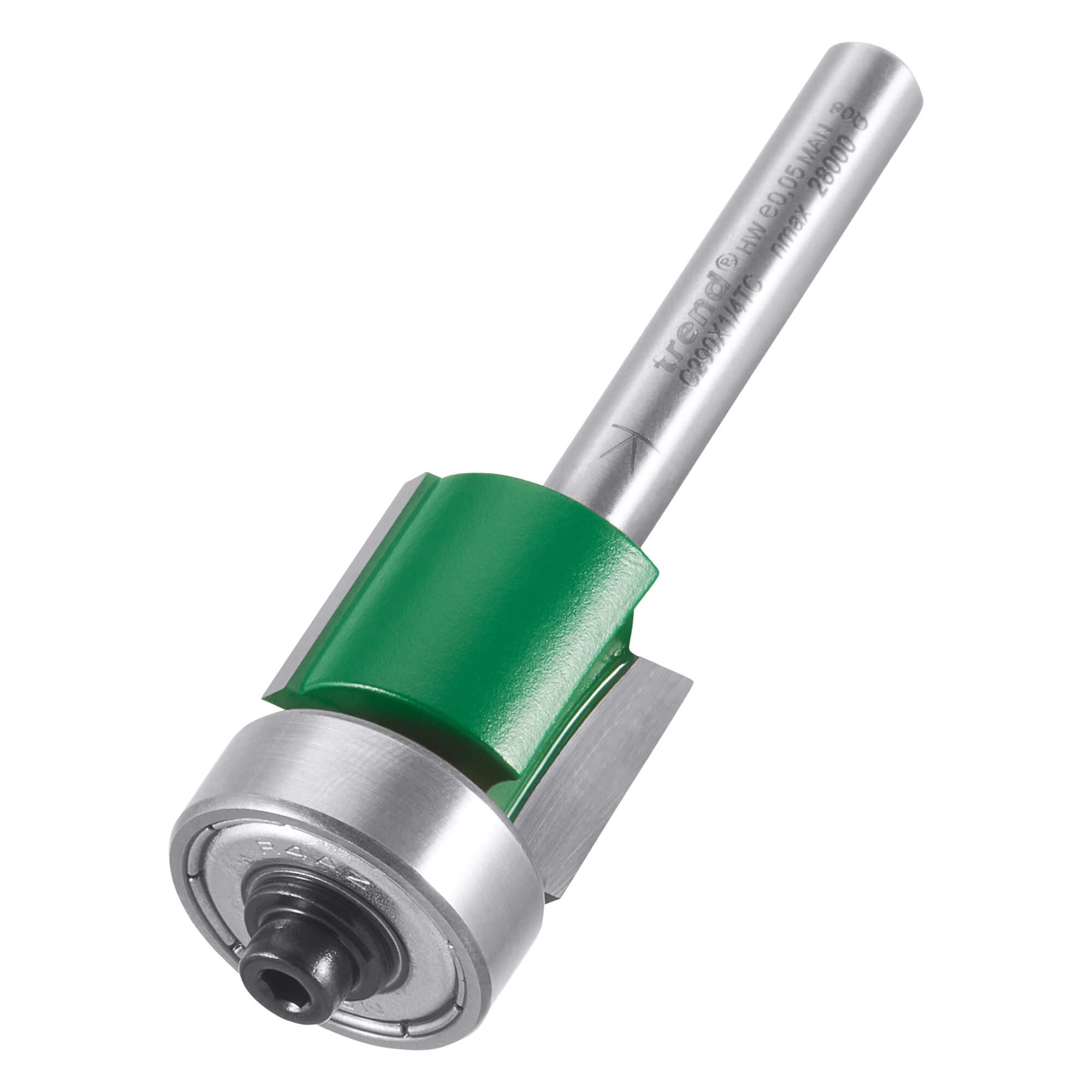 Trend Craftpro 1/4In Low Profile Bearing Guided Trimmer 19.1 Dia X 16Mm Cut Depth Pk 1 C290X1/4TC