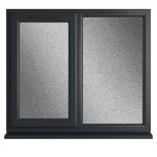 Crystal Double Glazed uPVC Window Grey/White Left Hung 1190mm x 1190mm Obscure