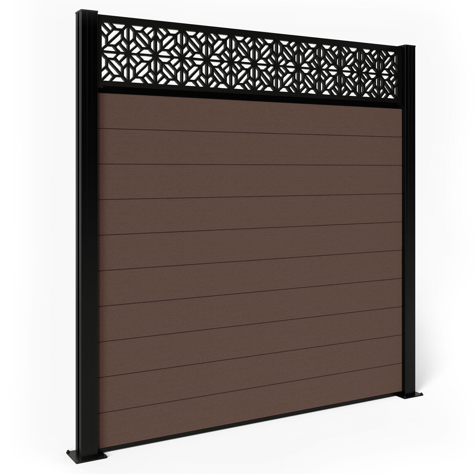 Composite Fence Panels - Mocha with Aluminium Posts 1.8m
