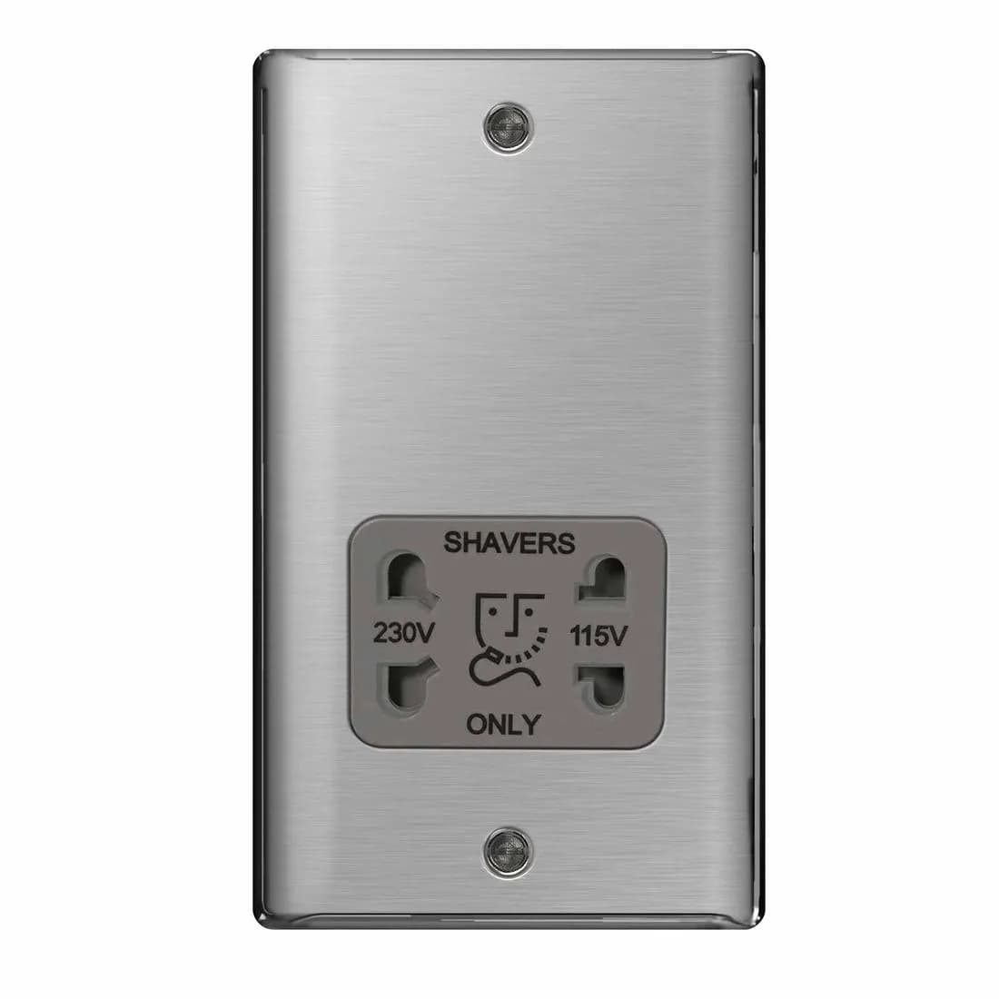 Bg Nexus Shaver Socket Dual Voltage Brushed Steel