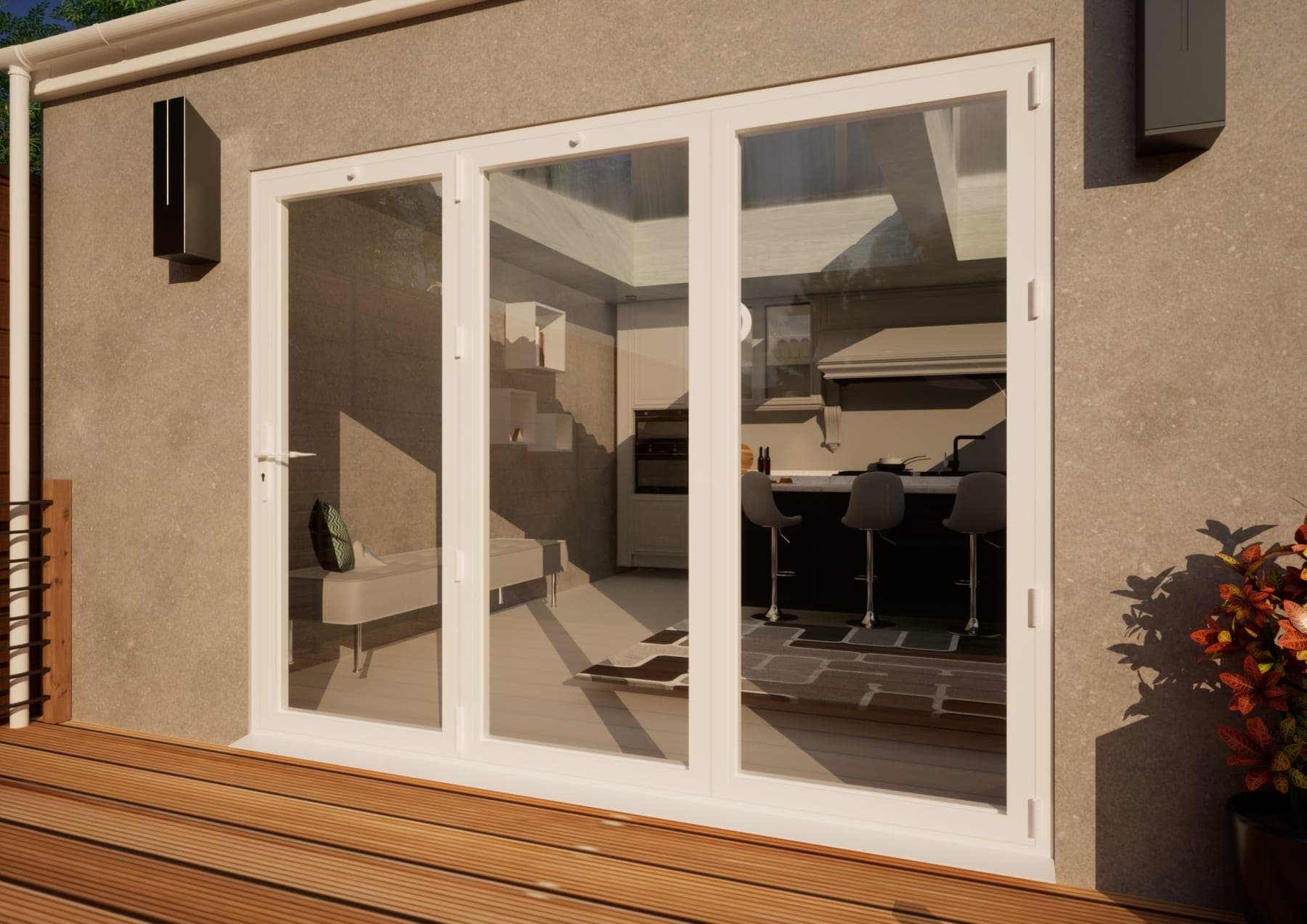 Aluminium Bifold Door Part Q Compliant - 2700mm White - 3 Right