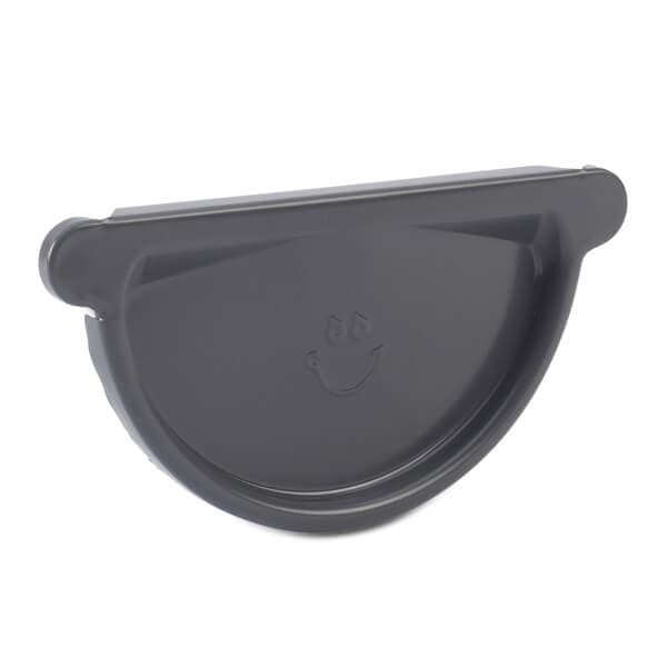 Steel Gutter External Stopend - 135mm Graphite Grey