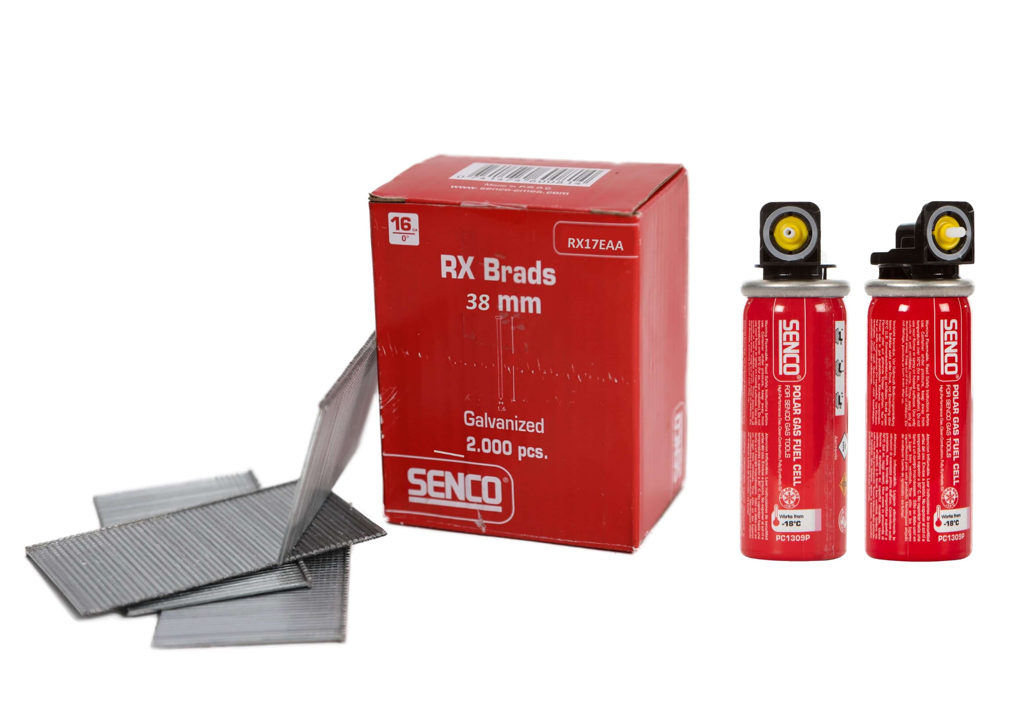 Senco RX17EAA-FC 16-Gauge G&N Pack Straight Brad Galv 38Mm Box 2000