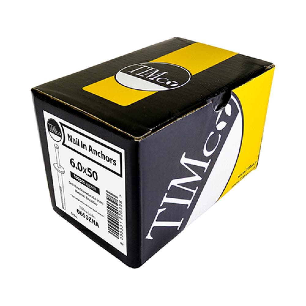 Timco 0665ZNA Zamac Nail In Anchors - Zinc 6.0 X 65 Box 100