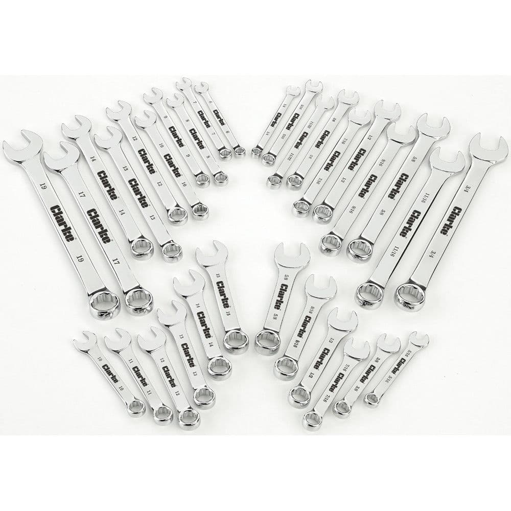 Clarke 1801805 Cht805 32 Piece Combination/Stubby Spanner Set - Metric & Imperial