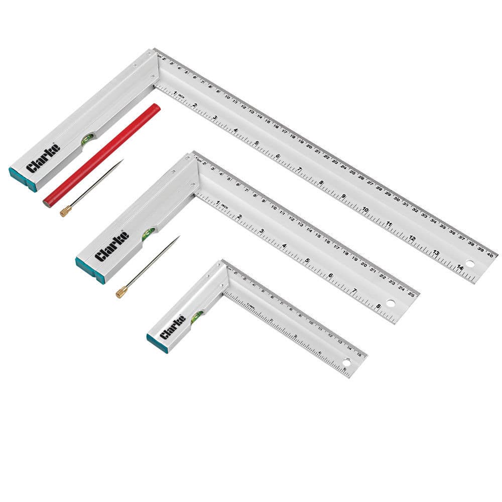 Clarke 1801724 Cht724 3 Piece Try Square Set