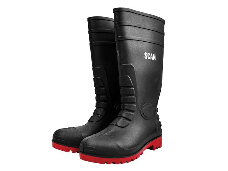 Scan W-6038 BLACK Safety Wellingtons Uk 7 Eur 41