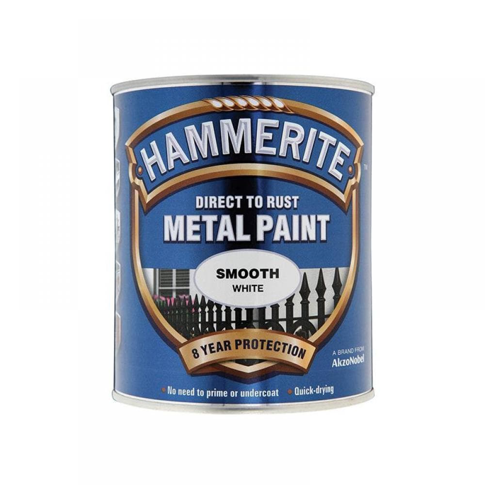 Hammerite 5092956 Direct To Rust Smooth Finish Metal Paint White 750Ml