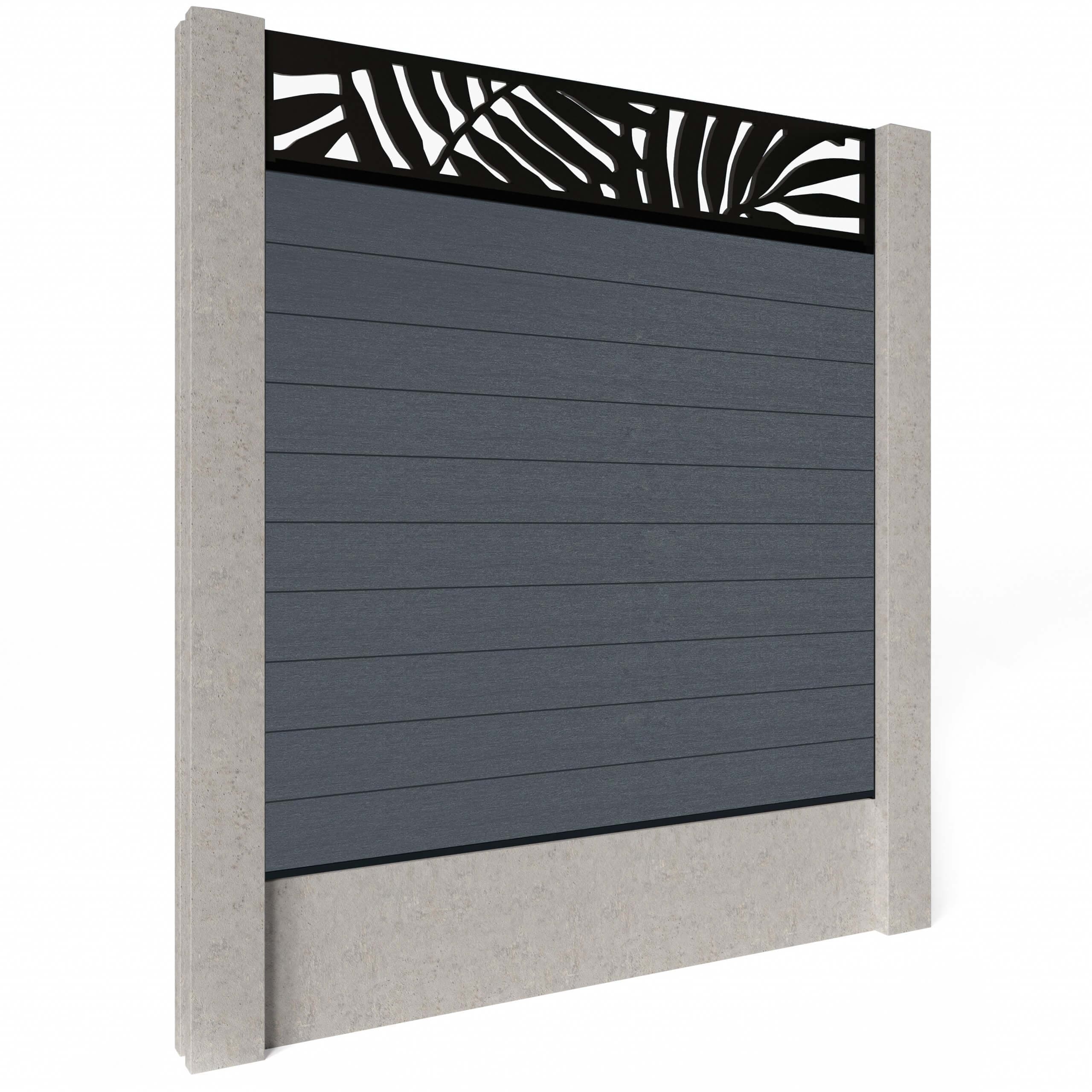 Composite Fence Panels - Anthracite with Aluminium Railings (for concrete posts) 1.8m