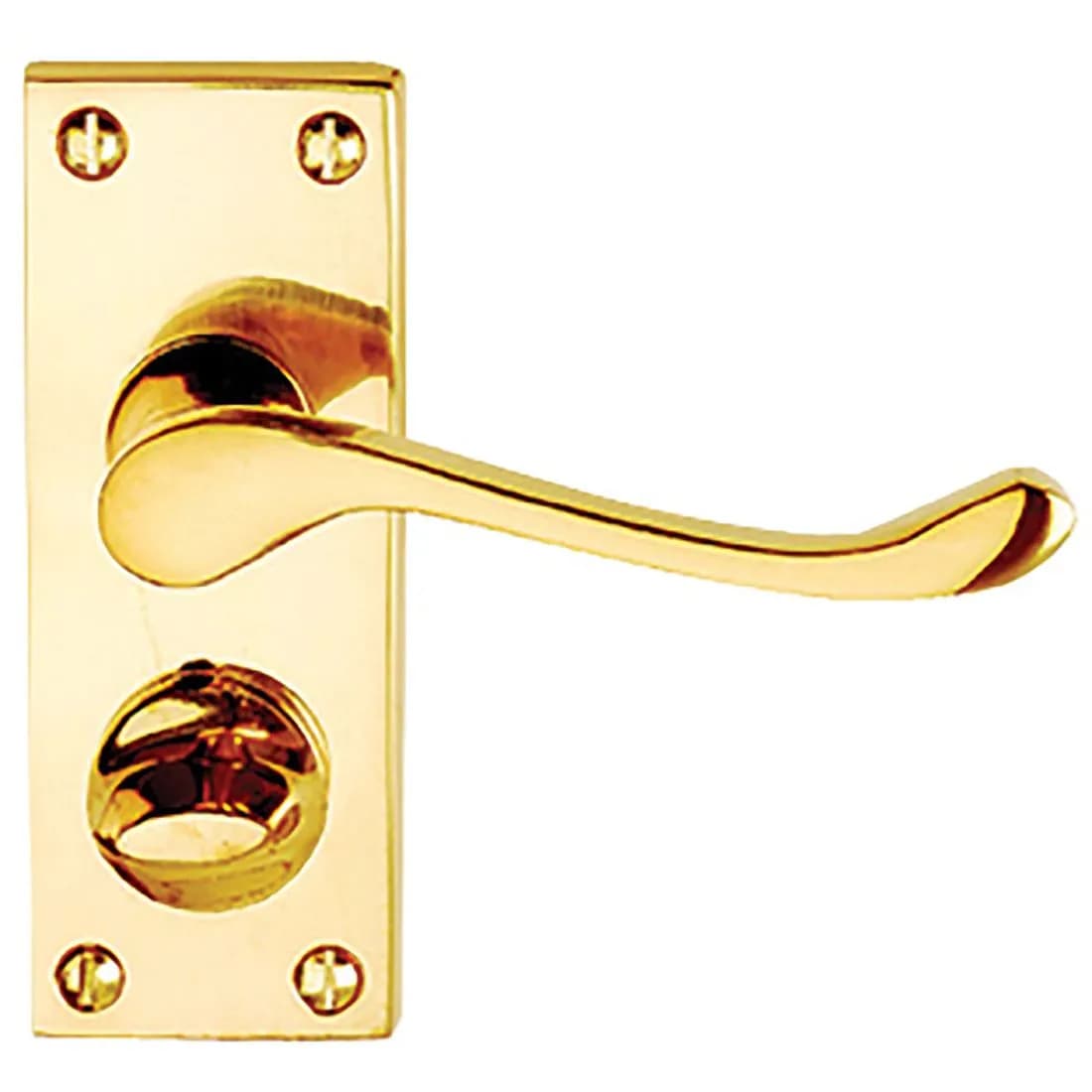 Vic Scroll Privacy Door Handle Polished Brass Contract