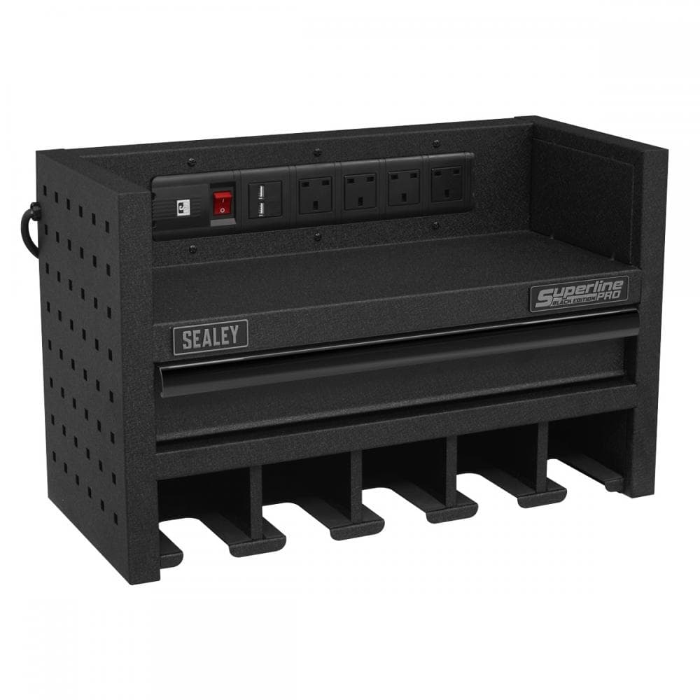 Sealey AP22SRBE Power Tool Storage Rack With Drawer & Power Strip