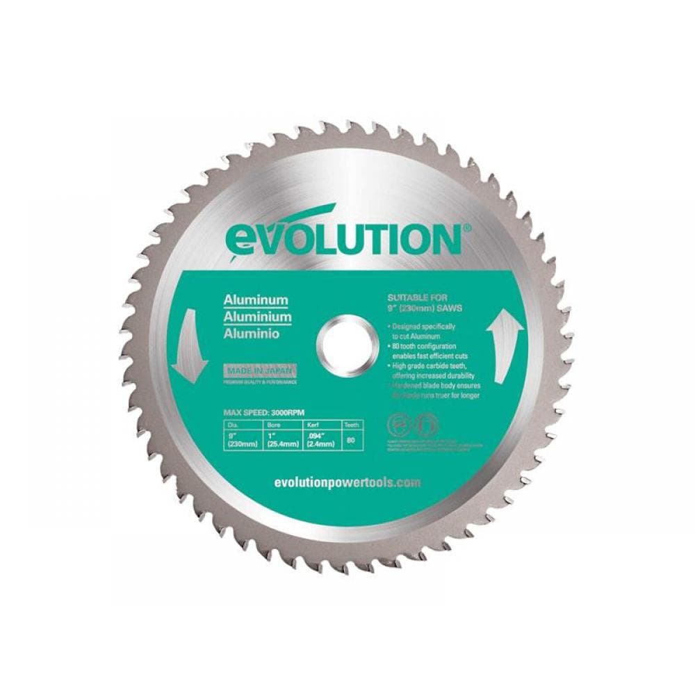 Evolution EVOBLADE230AL Aluminium Cutting Mitre Saw Blade 230 X 25.4Mm X 80T