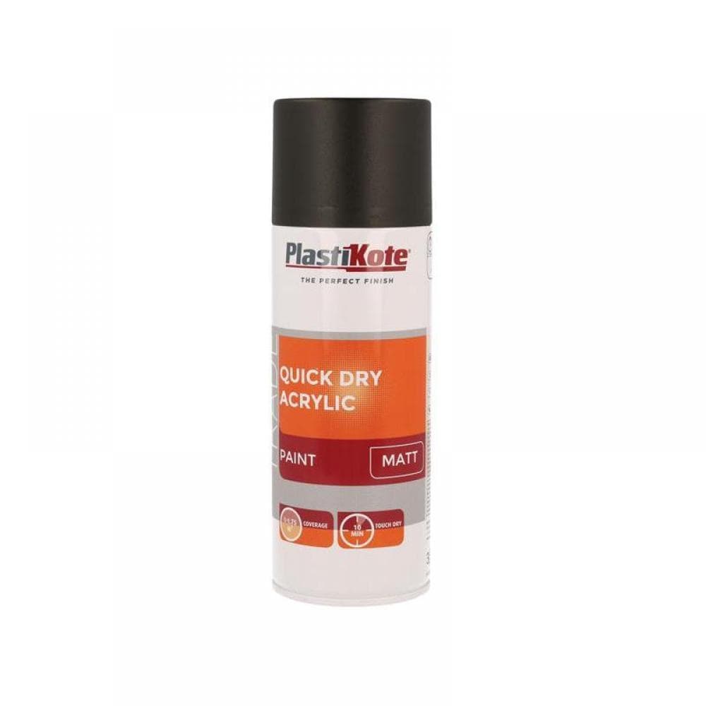 Plastikote 071008 Trade Quick Dry Acrylic Spray Paint Matt Black 400Ml