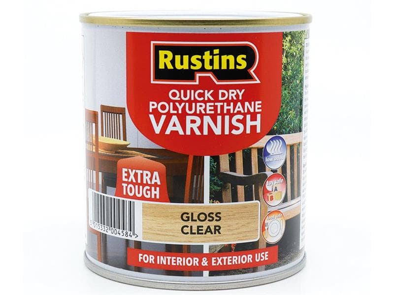 Rustins POGCW500 Quick Dry Polyurethane Varnish Gloss Clear 500Ml Pogcw500