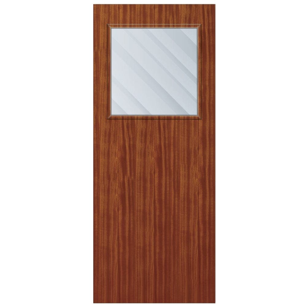 QTD Sapele Solid Core FD30 Clear Glazed Internal Fire Door 1981mm x 838mm x 44mm | 600mm x 538mm VP
