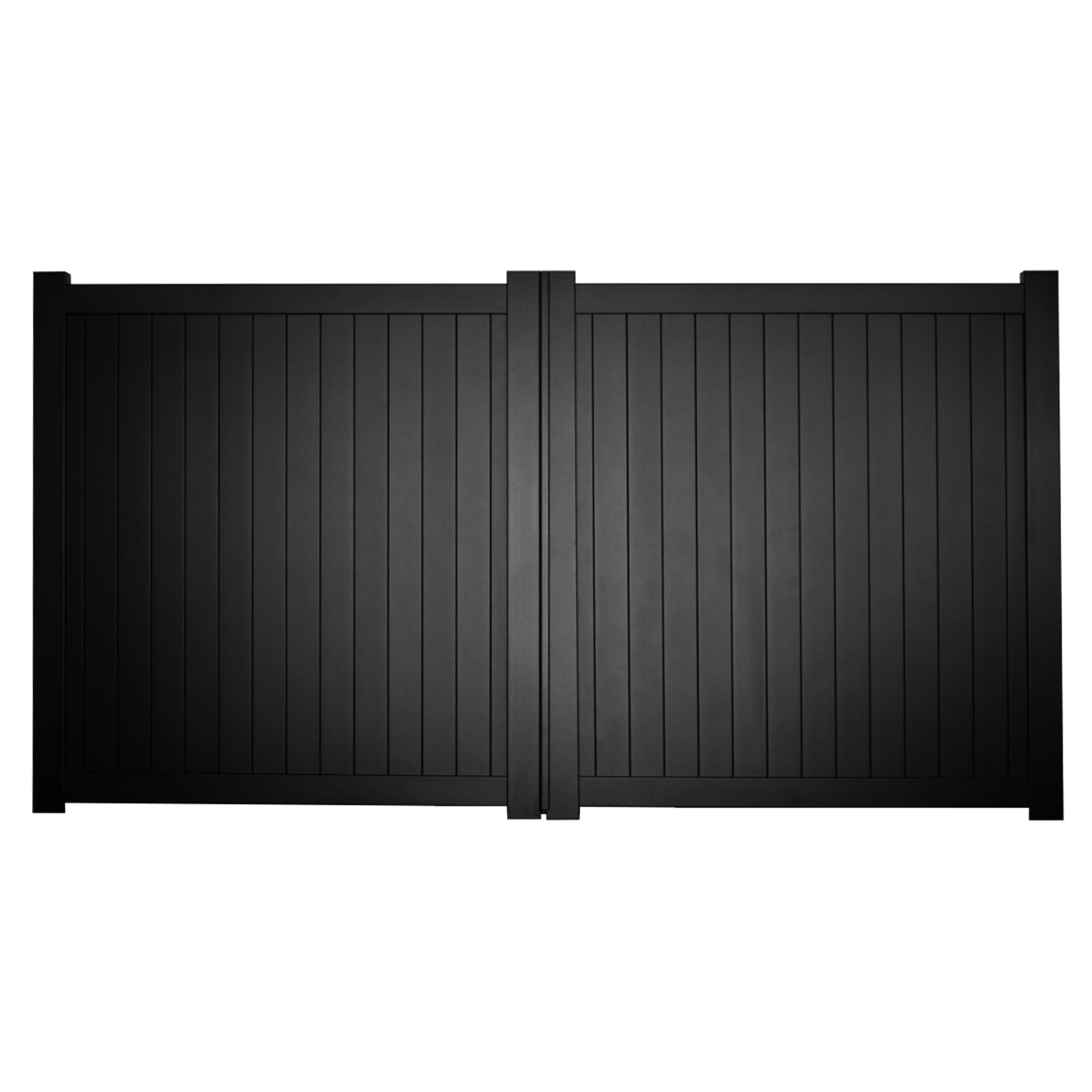 Canterbury Double Swing Flat Top Driveway Gate with Vertical Solid Infill 3750 x 2000mm Black