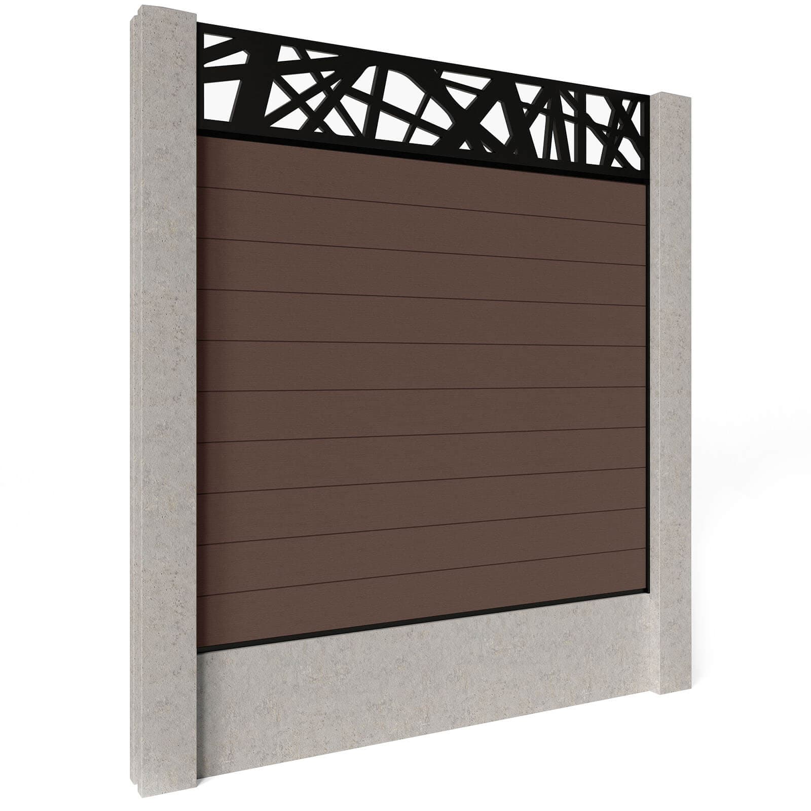 Composite Fence Panels - Mocha with Aluminium Railings (for concrete posts) 1.8m