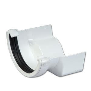 FloPlast PVC Half Round to Cast Iron Ogee Left Hand Gutter Adaptor - White