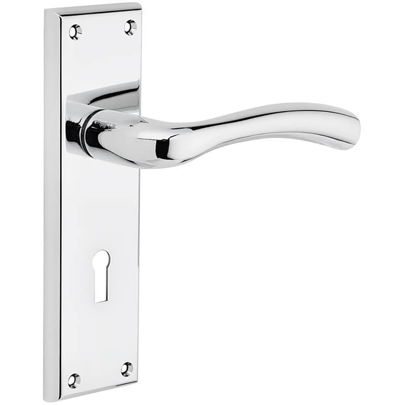 Minerva Curved Lever Lock Door Handle - Polished Chrome - Internal - Pair - Designer Levers