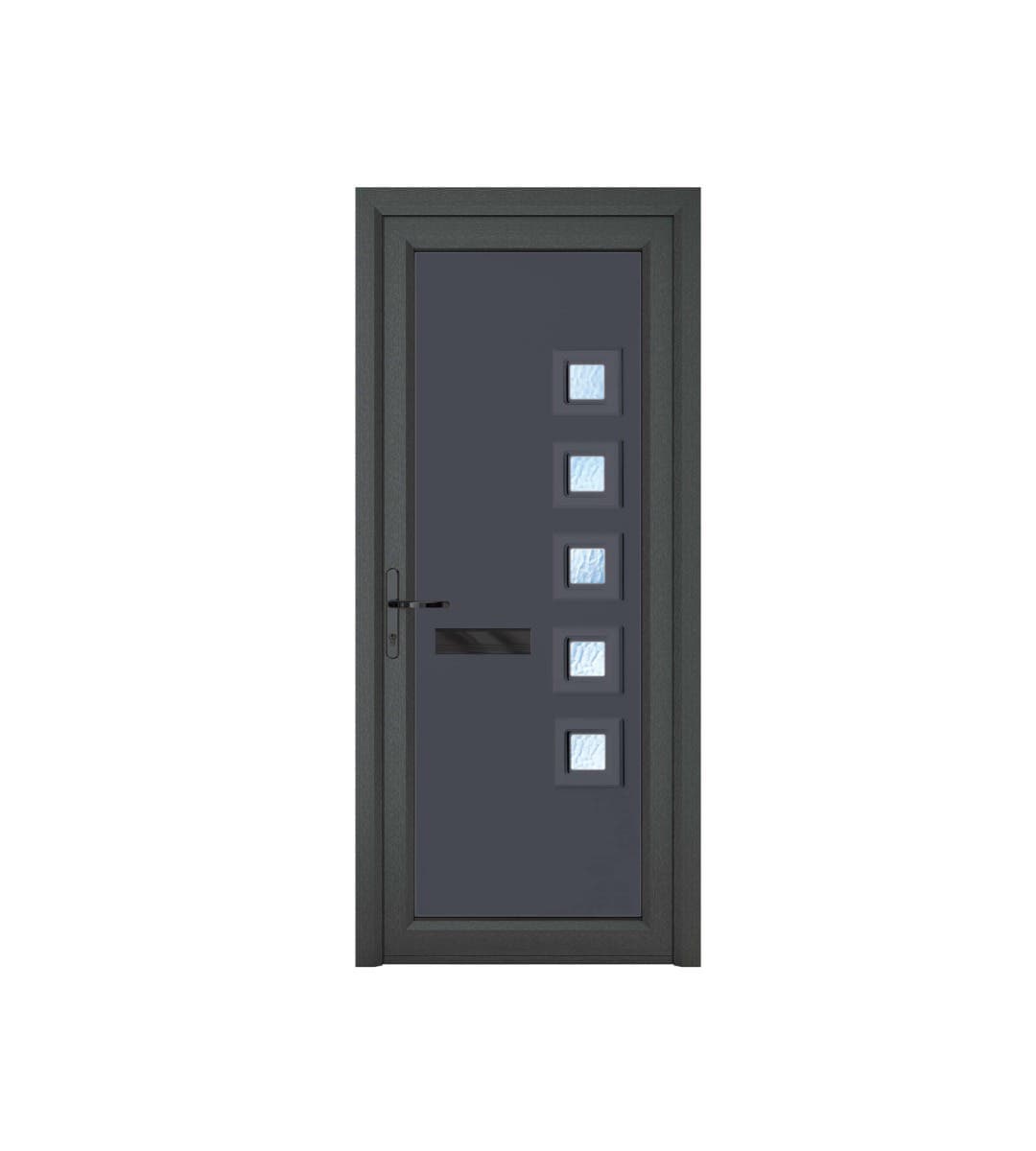 uPVC Malaga Grey/White Front Door - Left Hand Open - Obscure Glass - Double Glazed - 920 x 2090mm