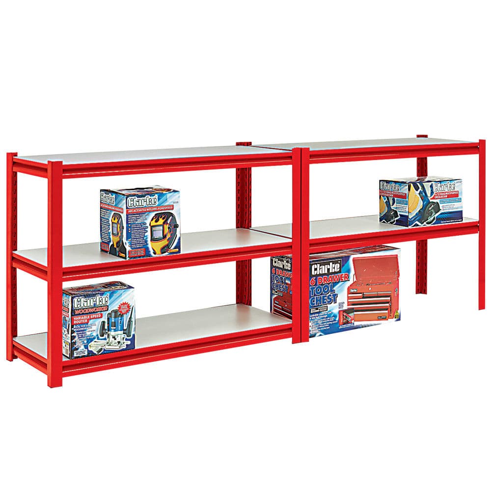 Clarke 6600645 Cs5265Rp Quick Assembly Boltless Racking With Laminate Shelving Red