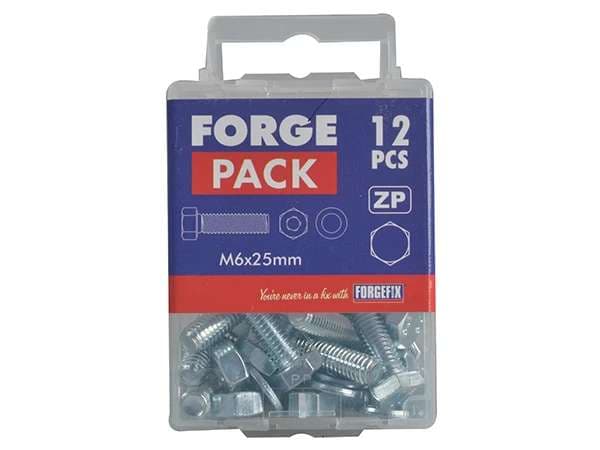 Forgepack FPHBN630 High Tensile Bolts With Nuts & Washers - Zinc Plated M6 X 30Mm (Pack Of 10)