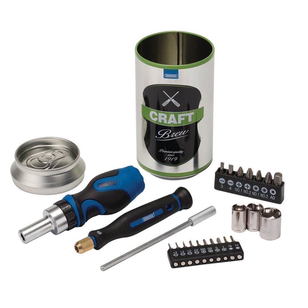 Draper 04775 Stubby Ratchet Screwdriver And Bit Set Special Edition - Craft Brew (23 Piece) per set 1