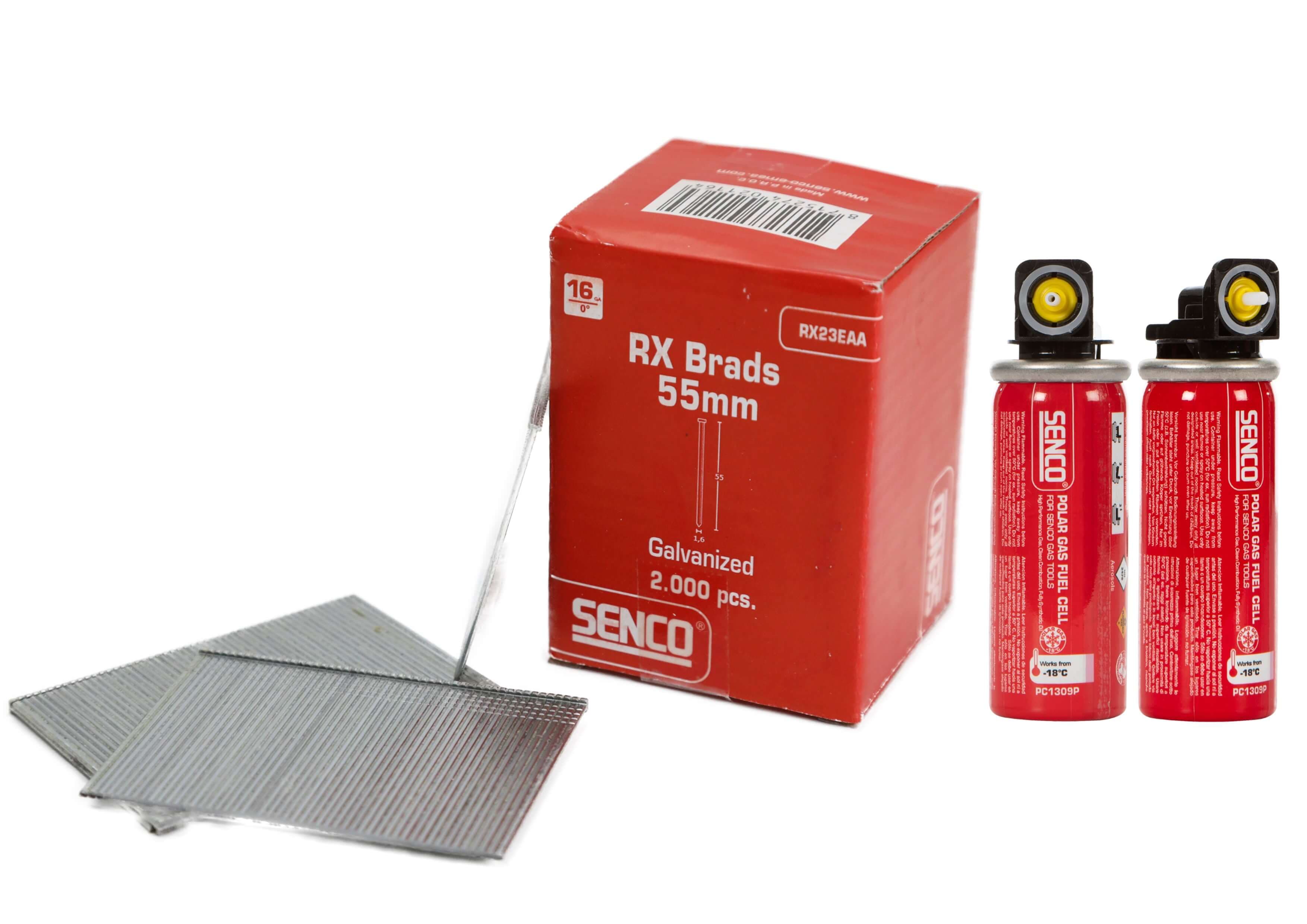 Senco RX23EAA-FC 16-Gauge G&N Pack Straight Brad Galv 55Mm Box 2000