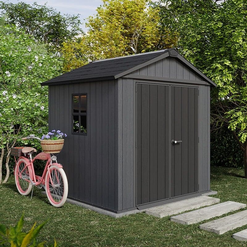 7'5 x 7' Keter Newton Plus Grey Apex Plastic Garden Shed (2.30m x 2.24m)
