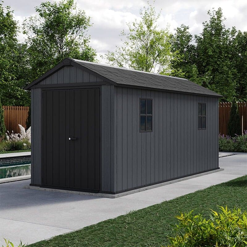 7'5 x 15' Keter Newton Plus Grey Plastic Garden Shed (2.30m x 4.76m)