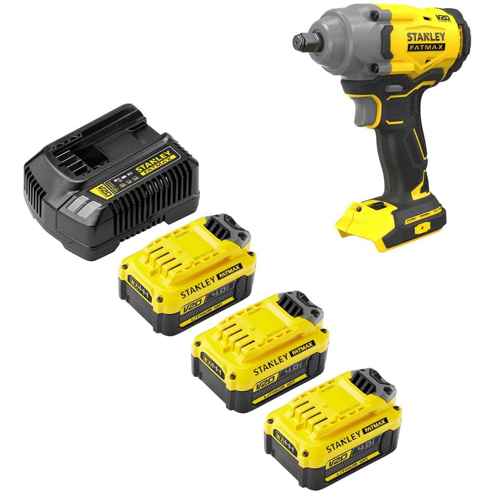 Stanley Fatmax V20 SFMCF920 18v Cordless Brushless Mid Torque 1/2" Impact Wrench 3 x 4ah Li-ion Charger No Case
