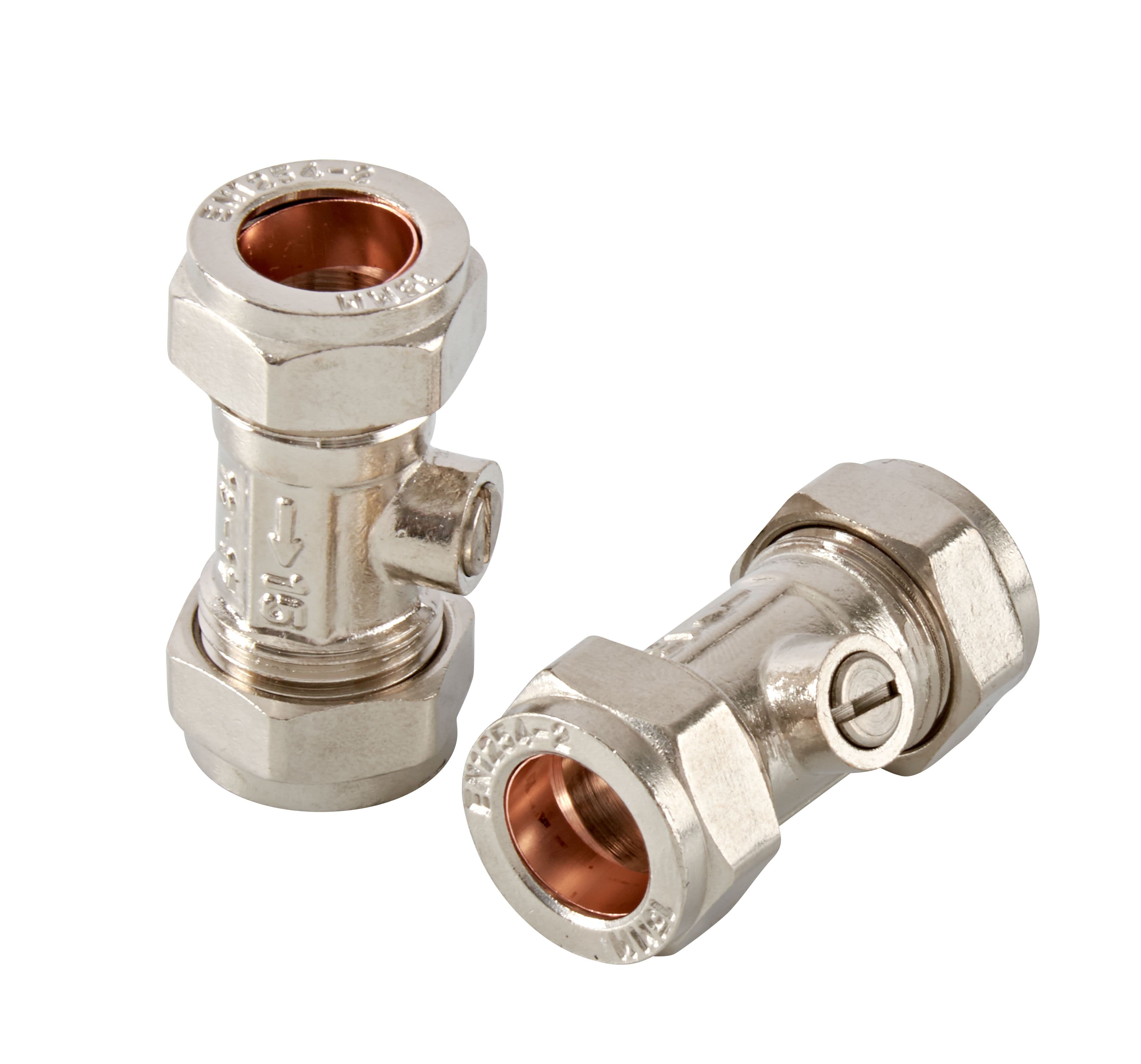 Travis Perkins 15mm Straight Isolating Valve Chrome