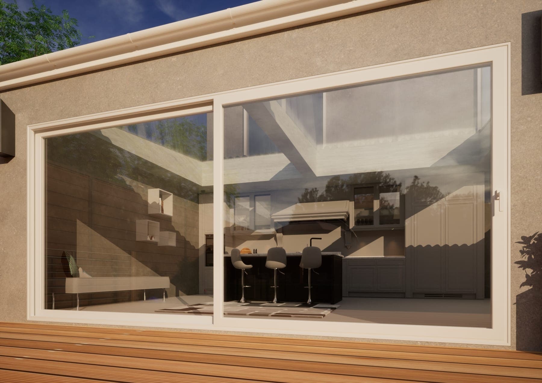 Aluminium Sliding Door - 4500mm White - Right Hand Slide & Left Hand Fixed